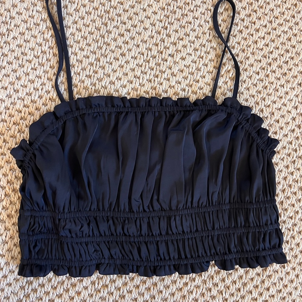 House of Harlow Black Ruffled crop cami